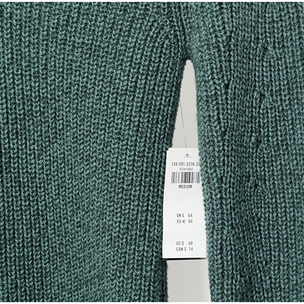 NWT Abercrombie & Fitch Sweater Dress Medium Green Knit V Neck Y2K Preppy Ribbed - Picture 2 of 5